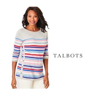 NEW Talbots Striped Side Button down Sweater